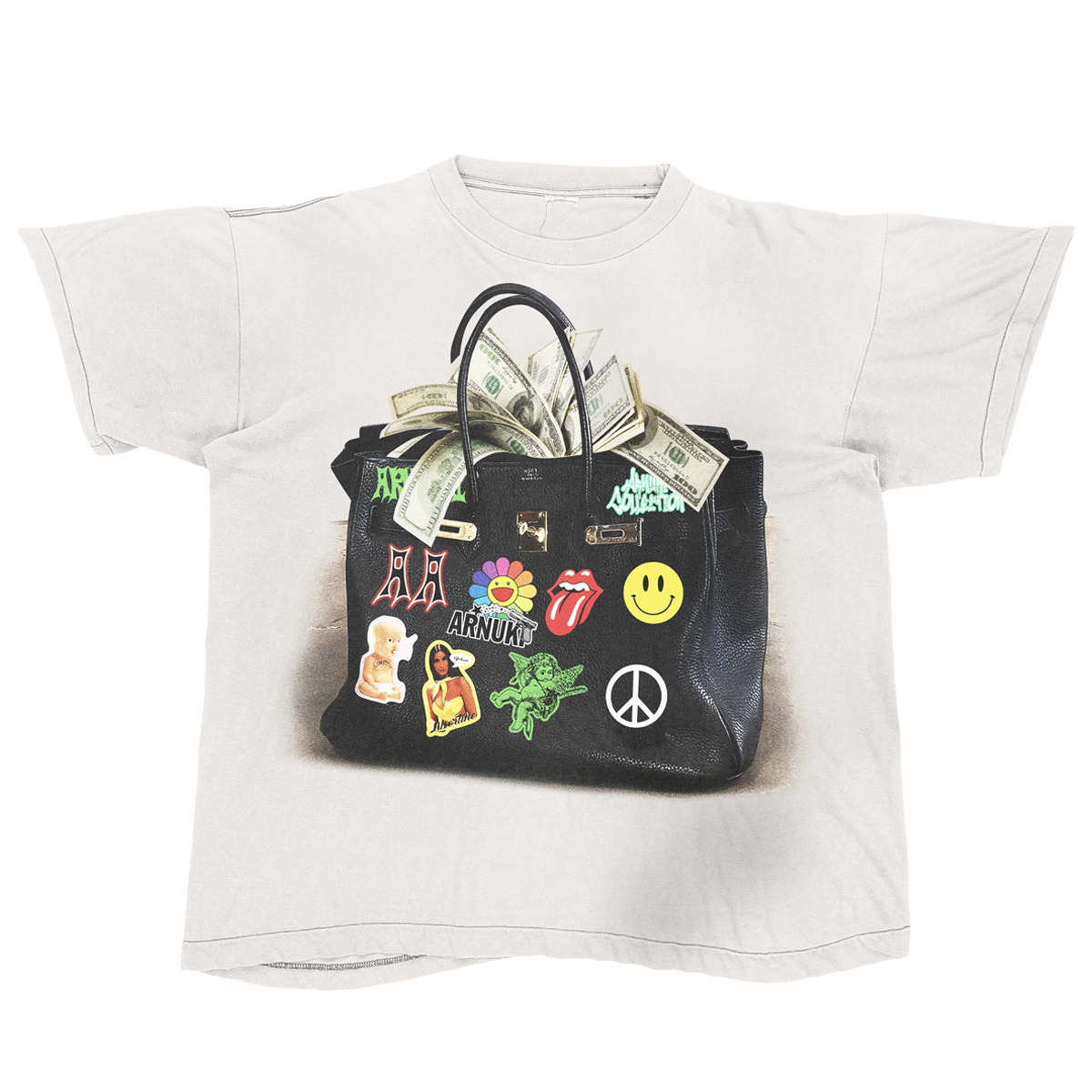 White Designer Bag Streetwear Tee