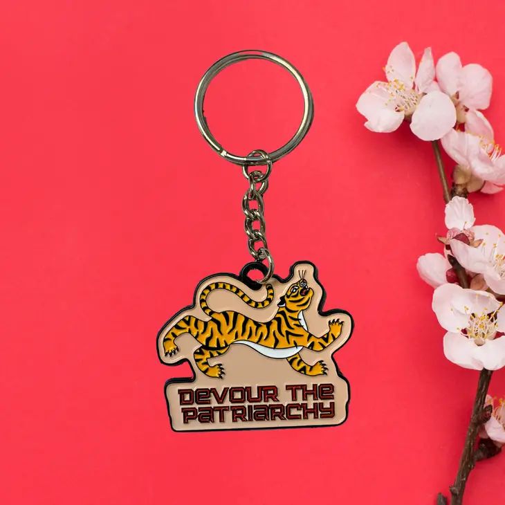 Devour the Patriarchy🩸 🐅 Feminist Enamel Keychain