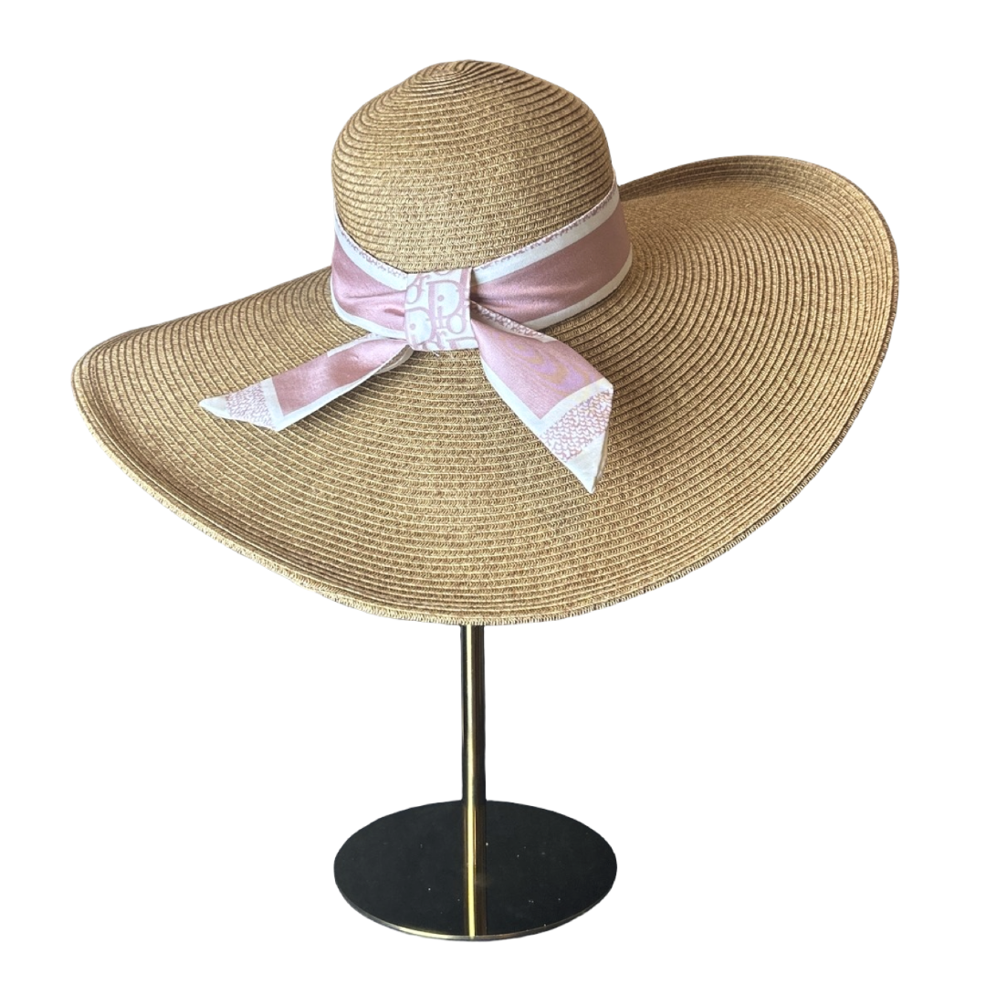 Trotter Pink Vintage Silk Scarf Perfect Straw Sun Hat