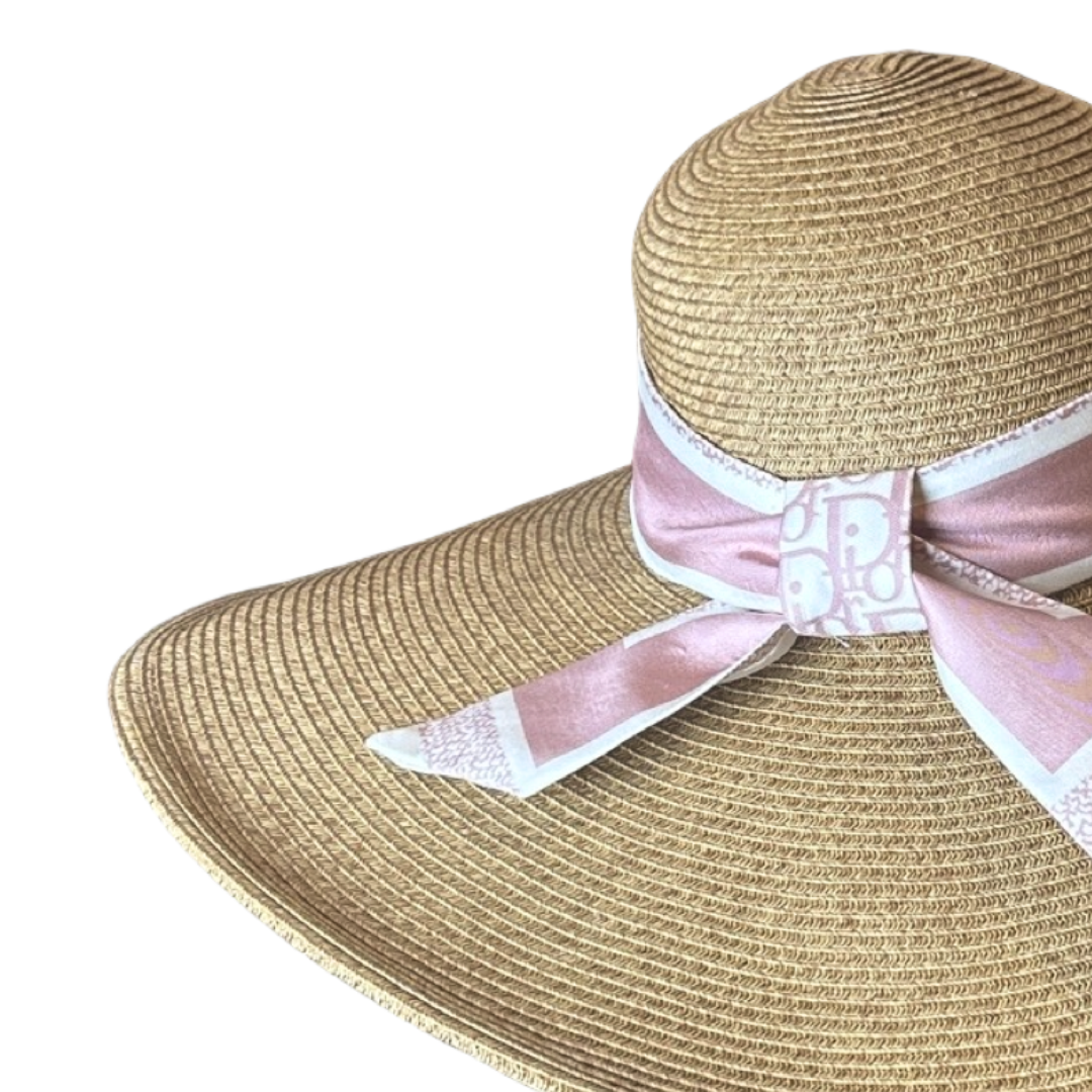 Trotter Pink Vintage Silk Scarf Perfect Straw Sun Hat