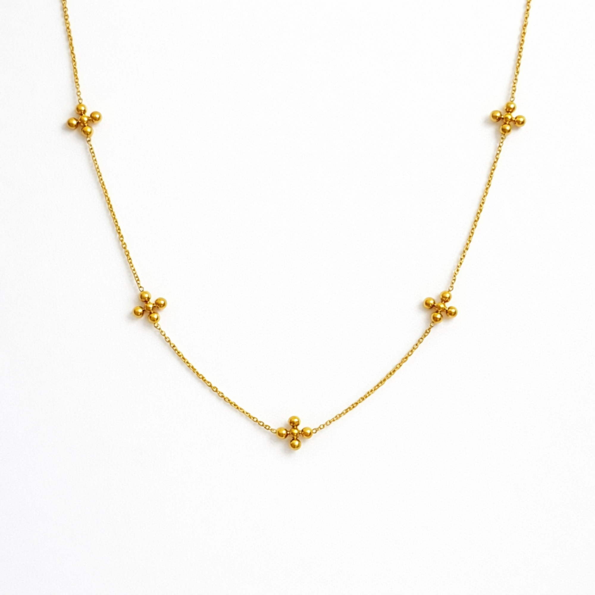 Dot Dot Golden Cross Necklace - Water & Tarnish Resistant
