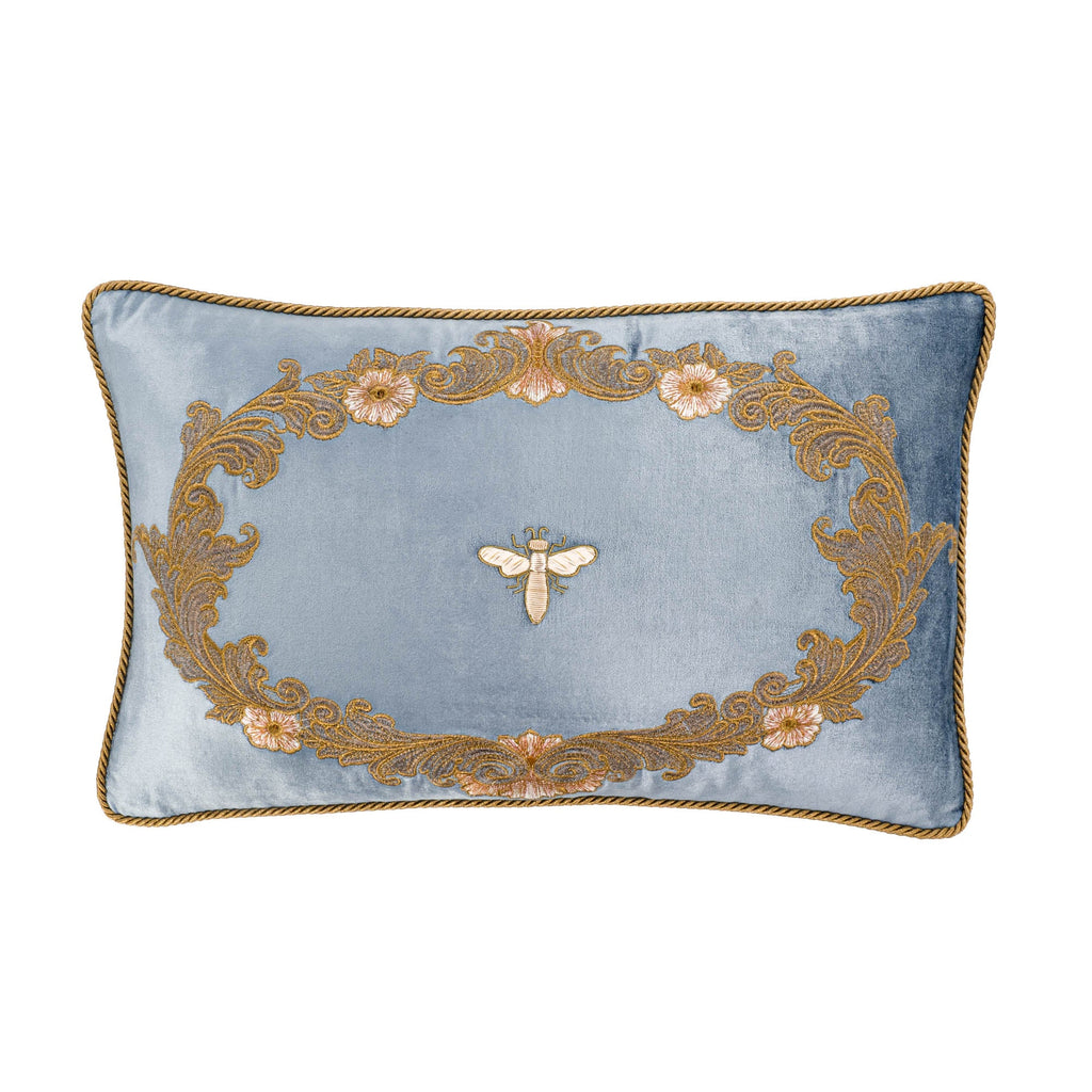 Venice Blue Silk Velvet Throw Pillow Cover 12 X 20