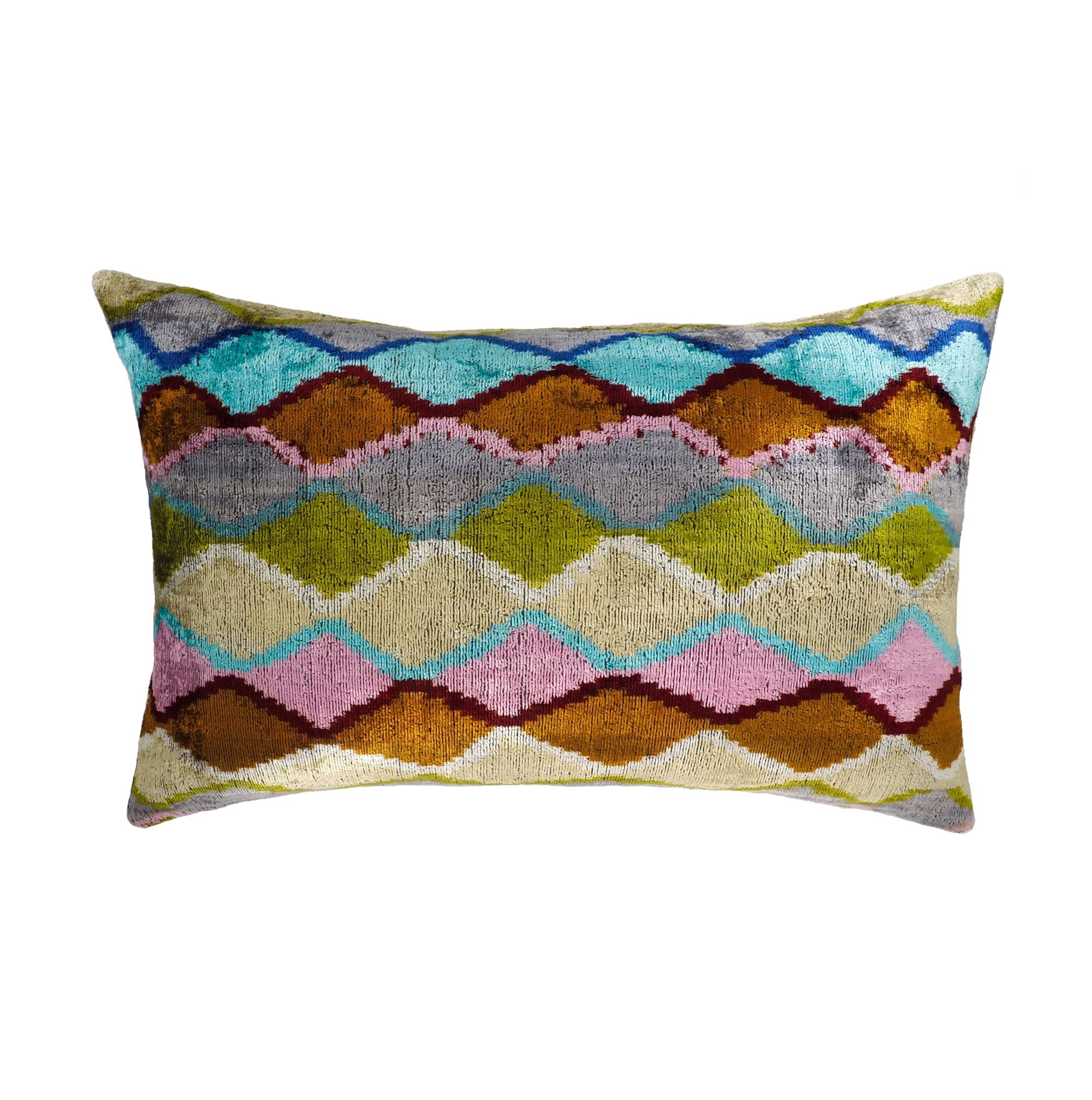 Beverly Hills Silk Velvet Ikat Throw Pillow Cover, 16 X 24
