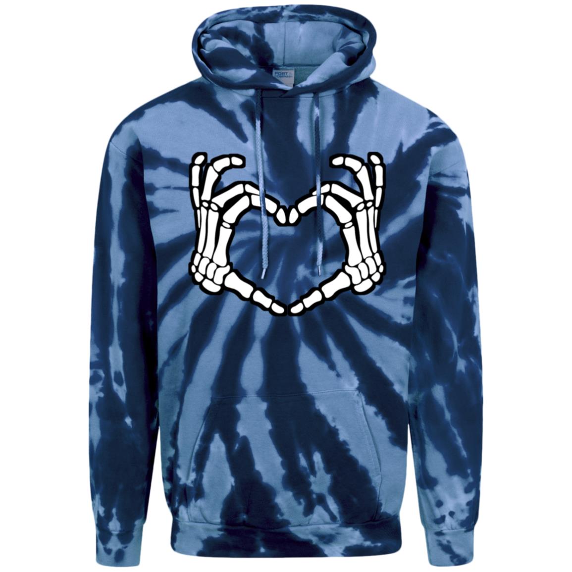 Skeleton Heart Fingers Tie-Dye Pullover Hoodie