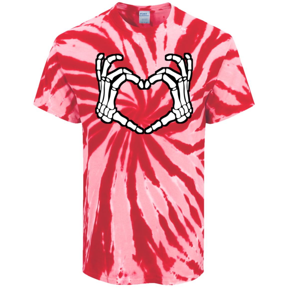 Skeleton Heart Fingers Tie-Dye Music Festival T-Shirt