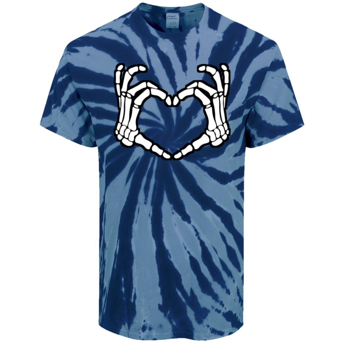 Skeleton Heart Fingers Tie-Dye Music Festival T-Shirt