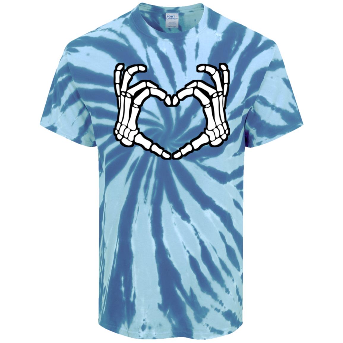 Skeleton Heart Fingers Tie-Dye Music Festival T-Shirt
