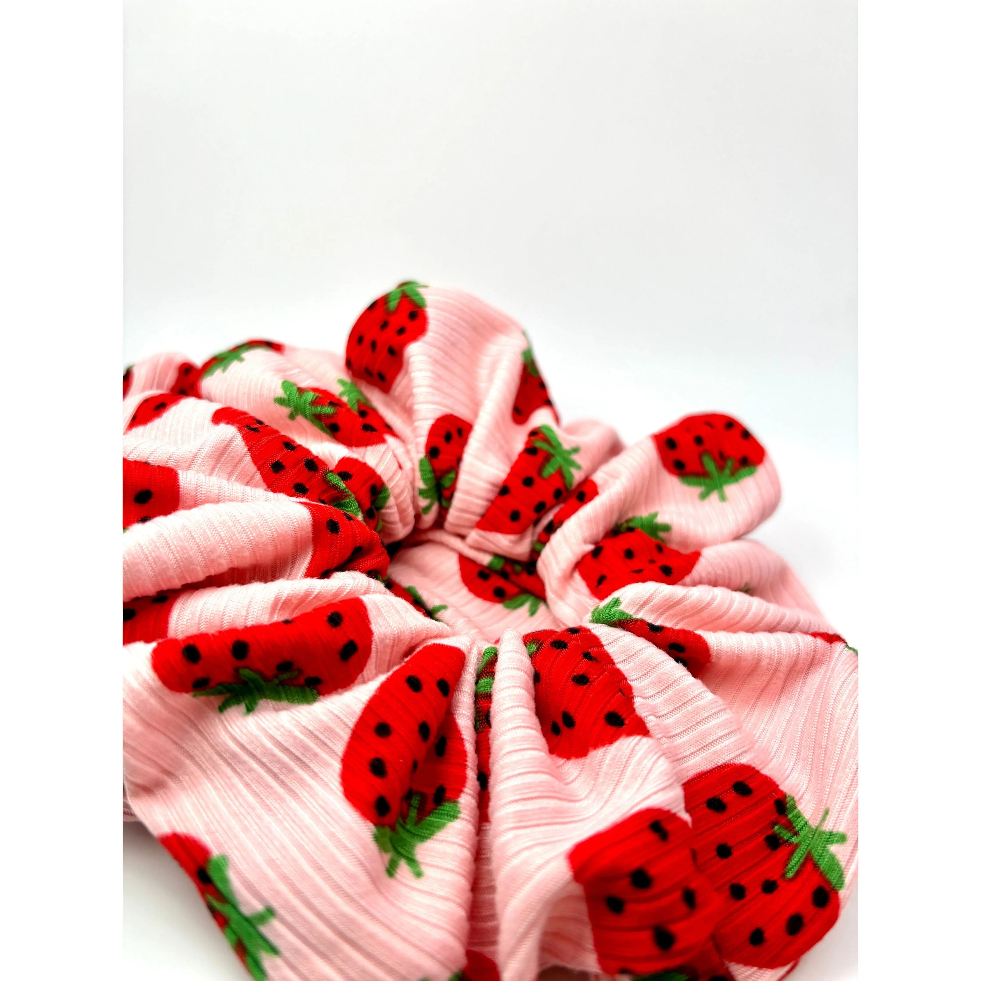 Strawberry Ribbed Scrunchie