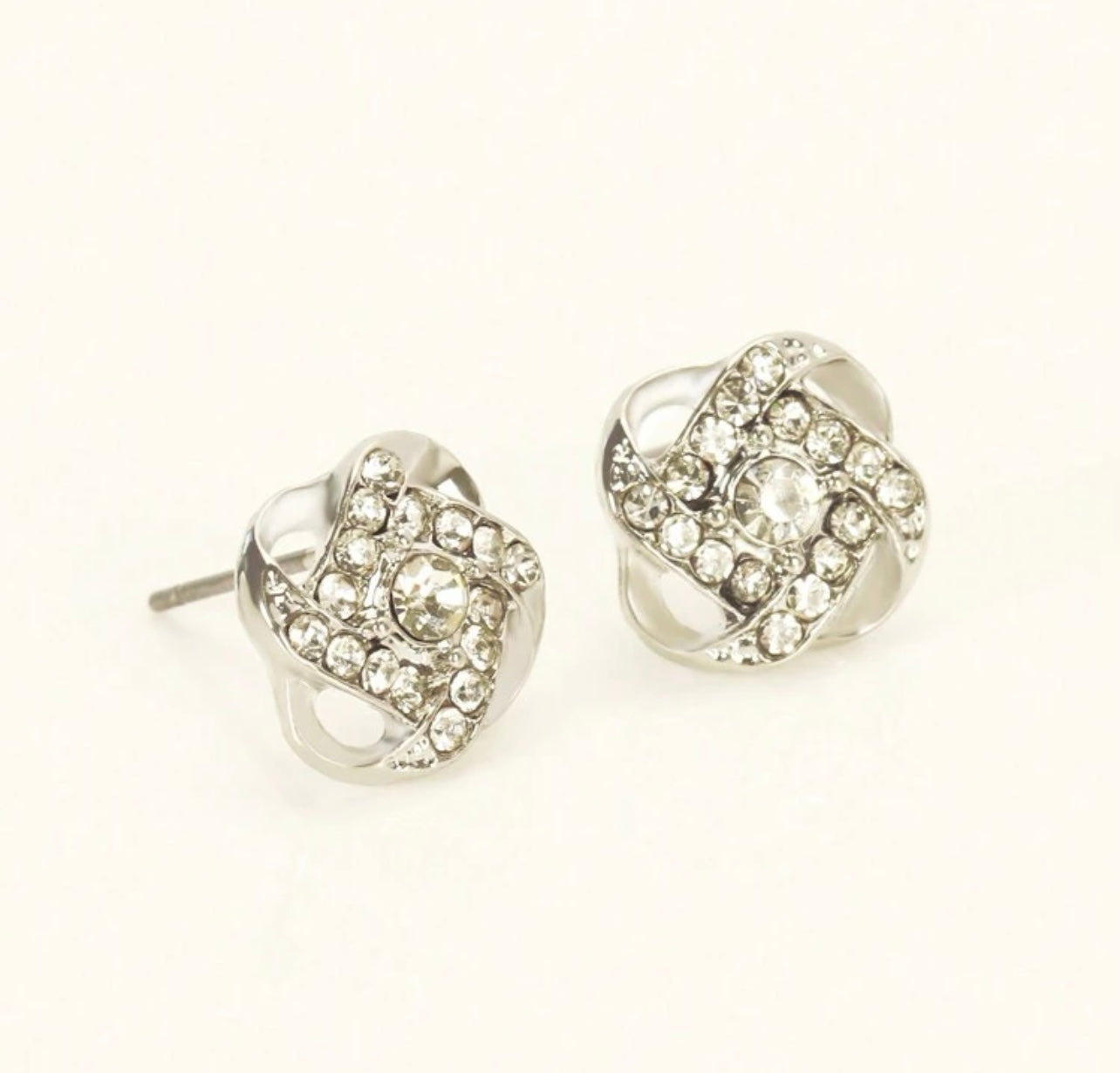 Dainty Gold or Silver and Crystal Twist Stud Earrings