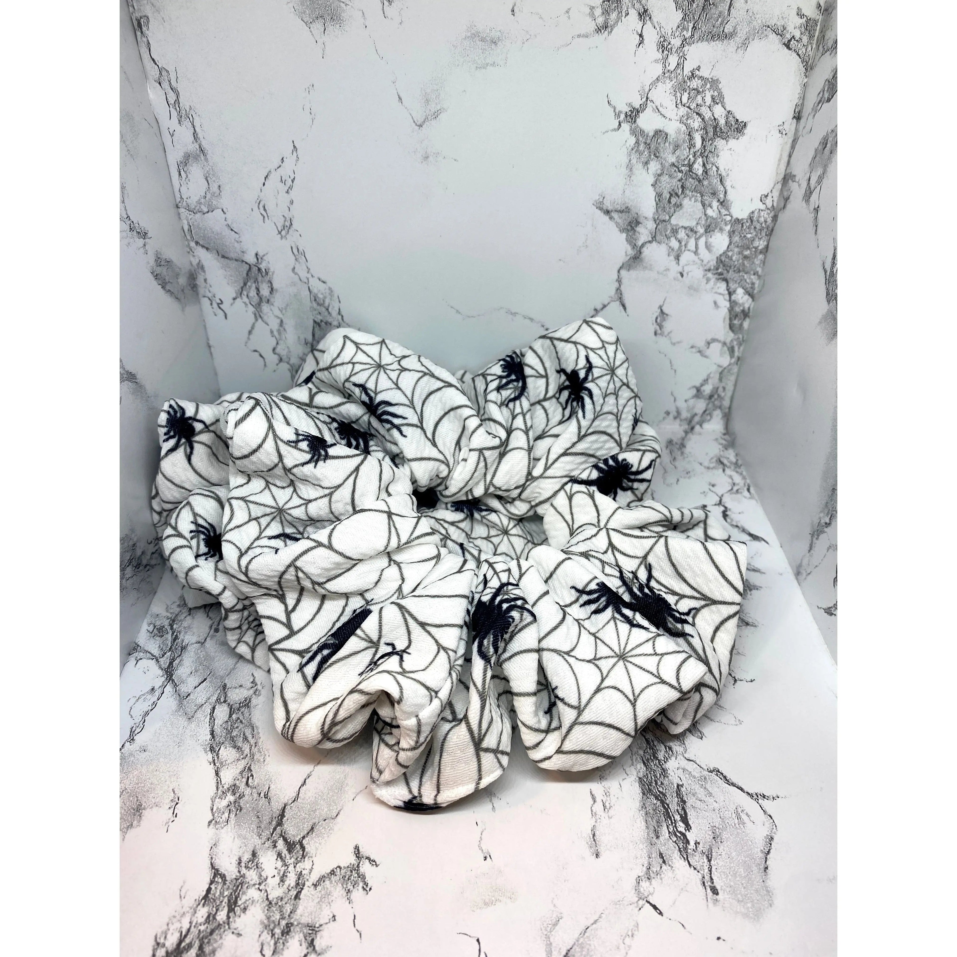 White Spiderweb Halloween Bullet Scrunchie