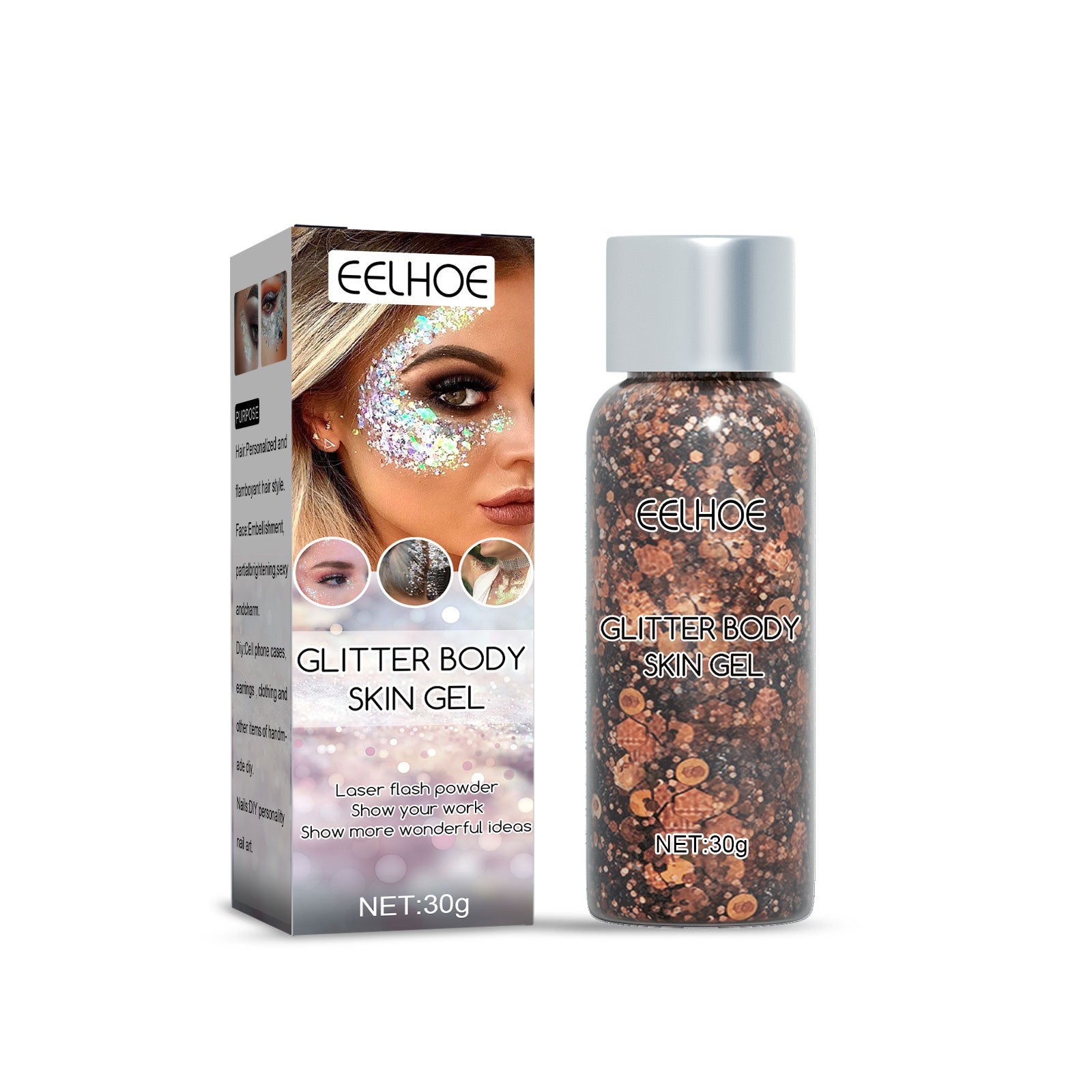 Glitter Body Skin Gel, Makeup Fish Scale Glitter Gel Glitter Stage Show Makeup Props Eyeshadow