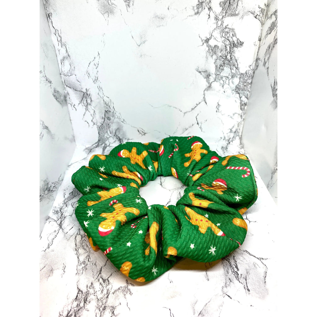 Green Gingerbread Christmas Bullet Scrunchie