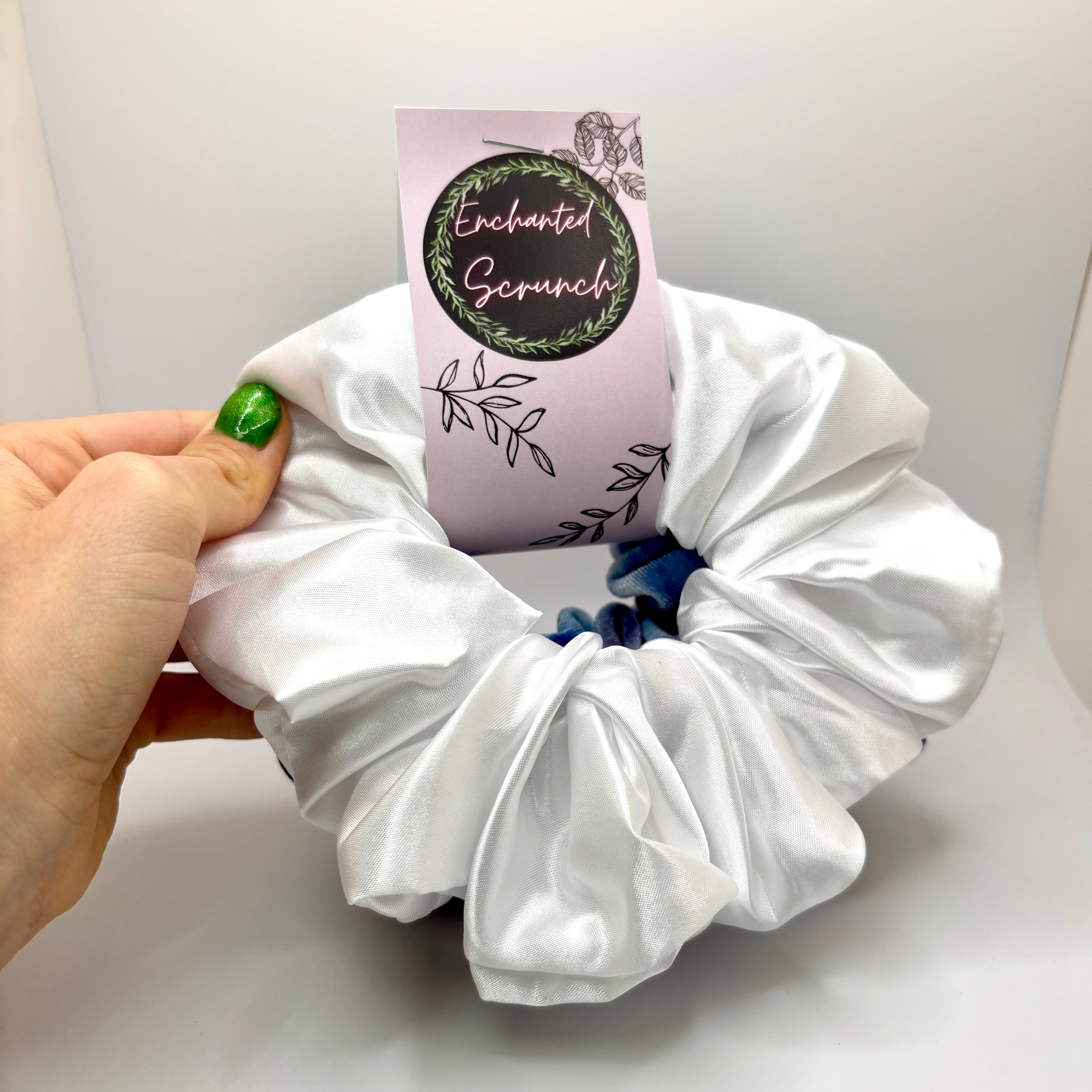 Blue Purple Tie Dye & White Scrunchie Set
