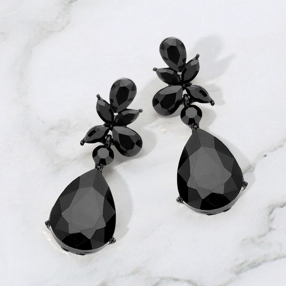 Teardrop Stone Dangle Evening Earrings