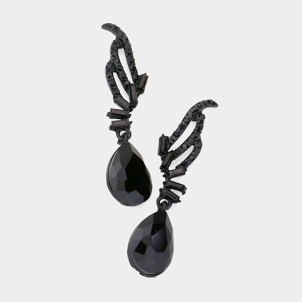 Teardrop Stone Dangle Evening Earrings