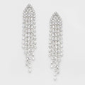 Crystal Rhinestone Fringe Evening Earrings