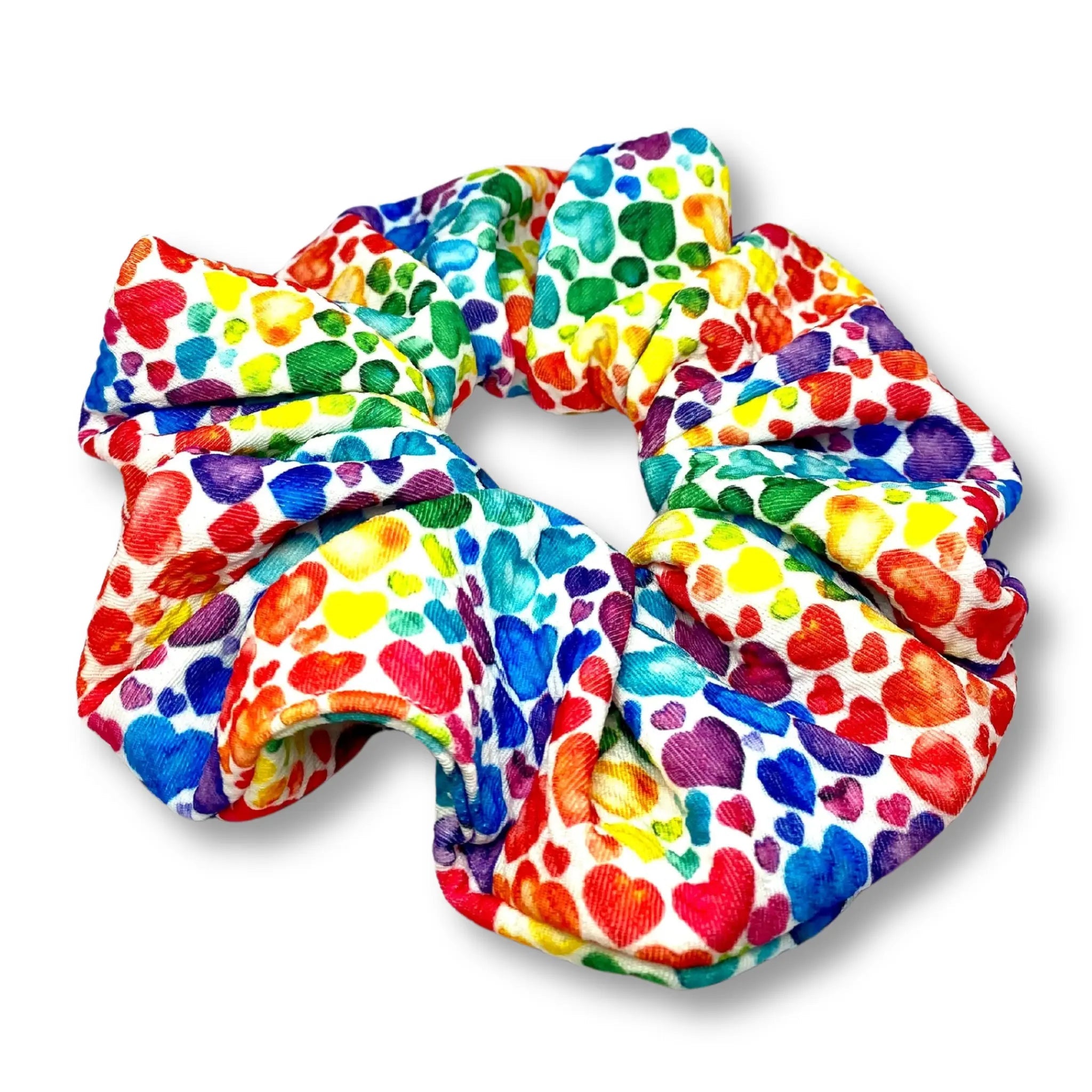 Rainbow Hearts Bullet Scrunchie