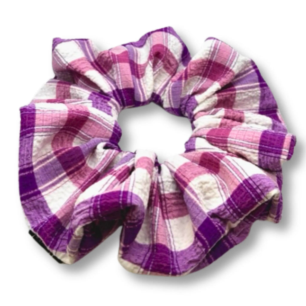 Purple Plaid Spring Scrunchie