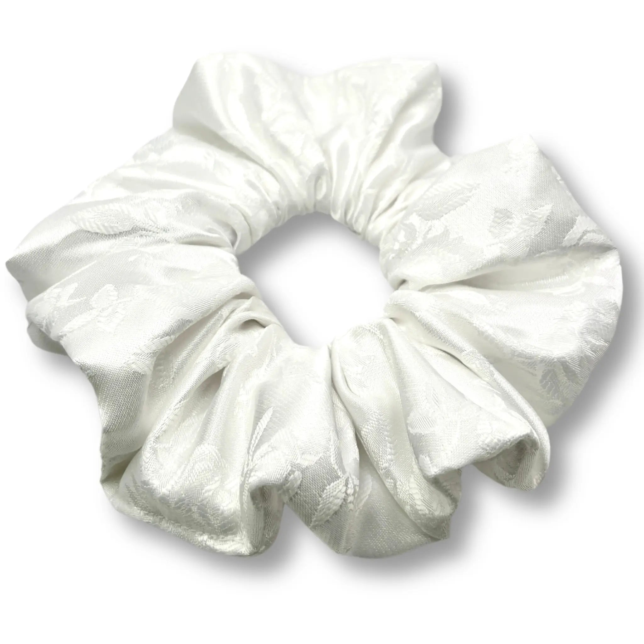 White Leaf Satin Scrunchie