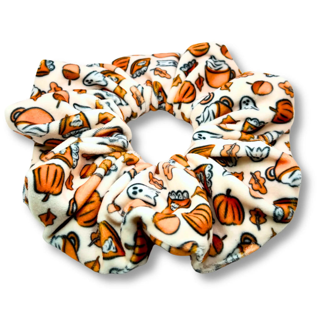 Spooky Pumpkin Spice Minky Scrunchie