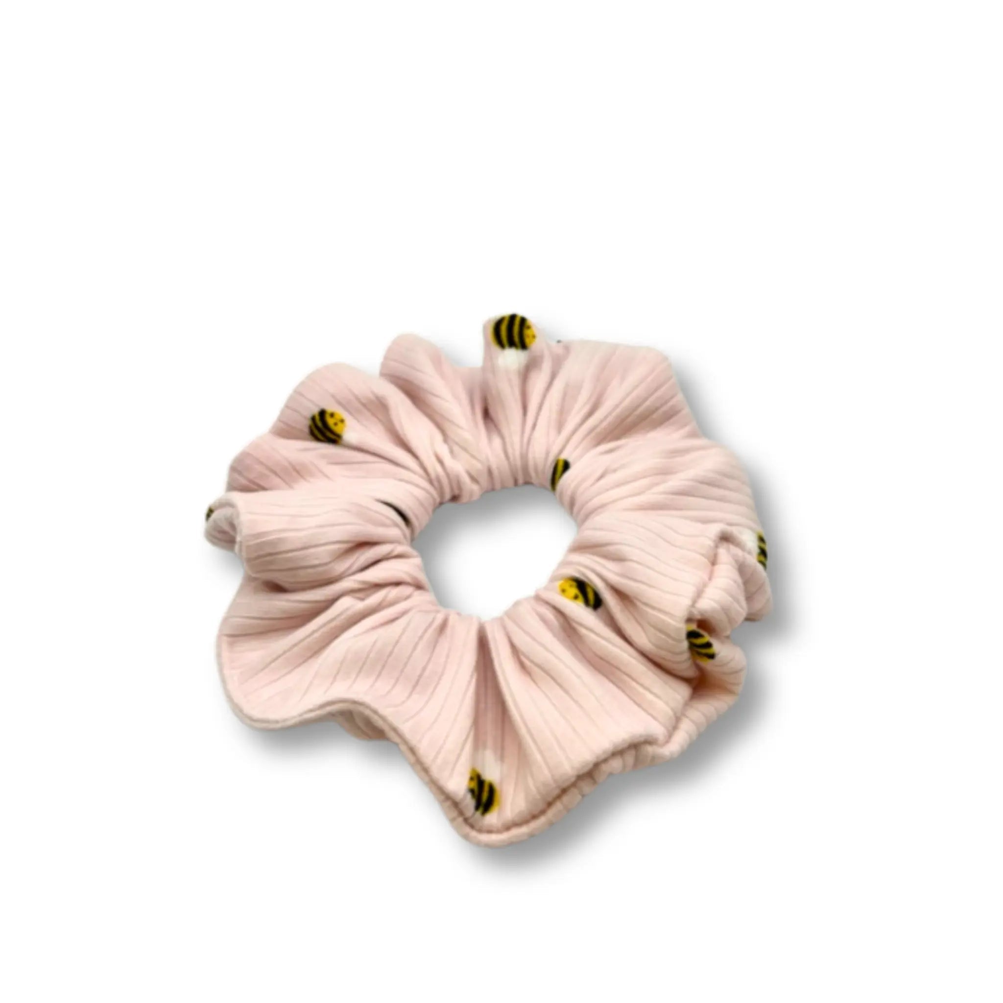 Mini Pink Bees Ribbed Scrunchie
