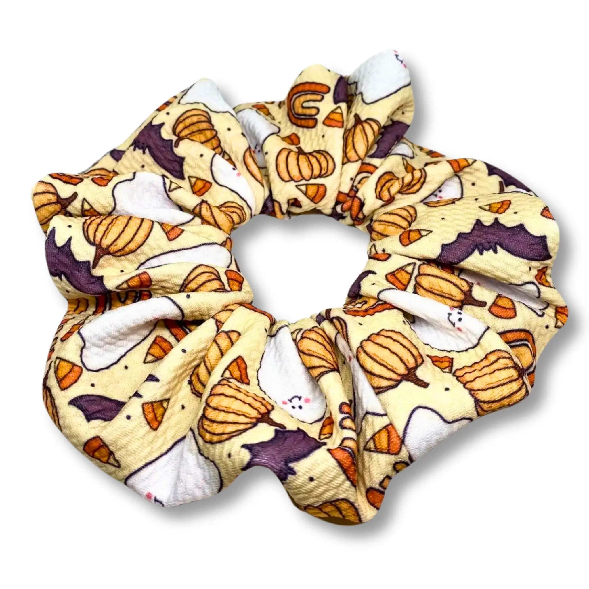 Ghost and Bat Bullet Halloween Scrunchie