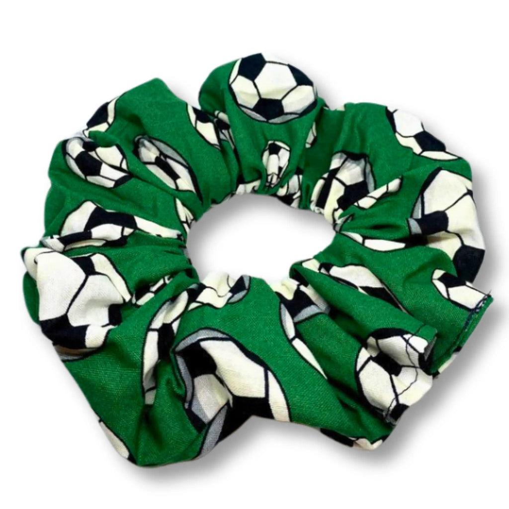 Green Soccer Sports Scrunchie