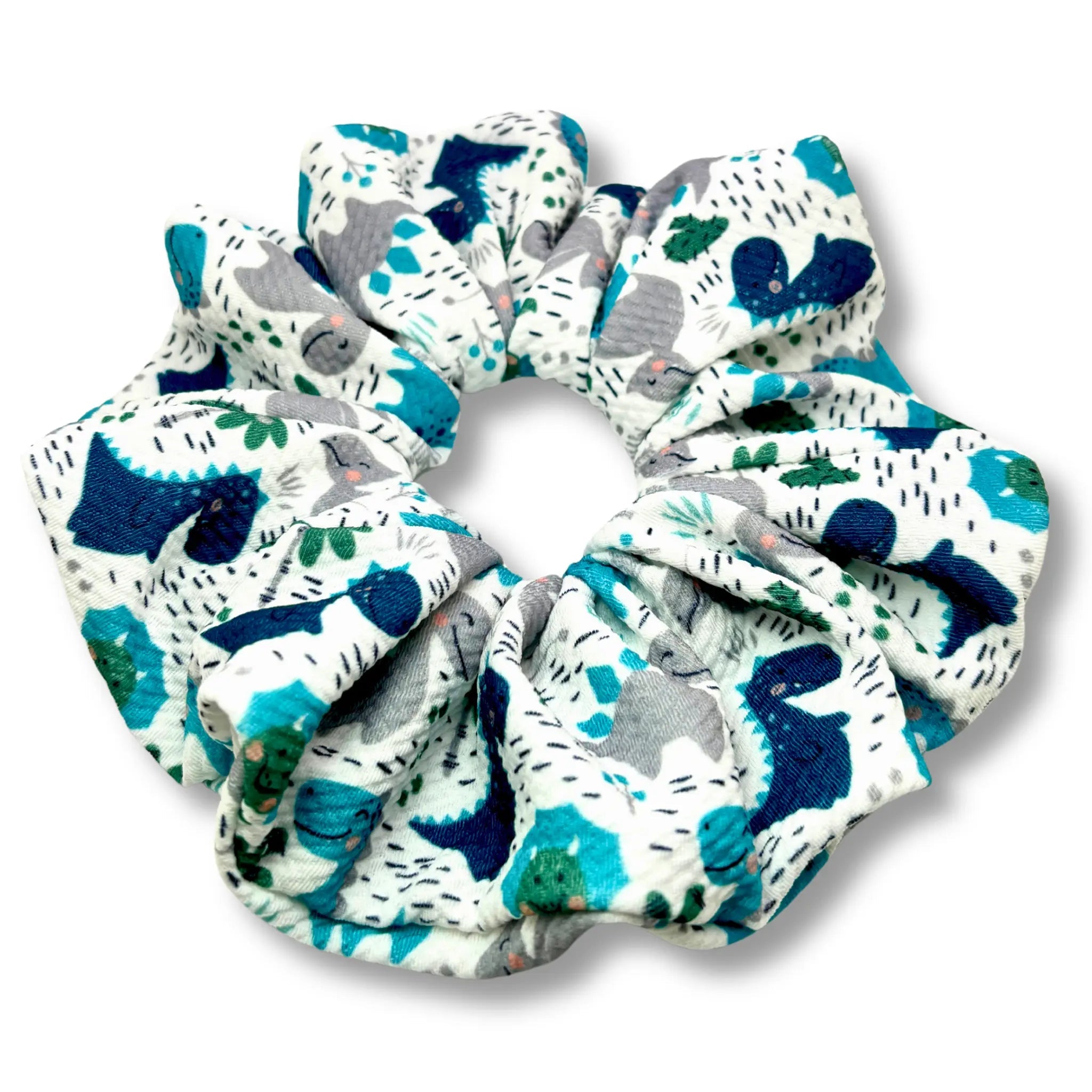 Blue Dino Bullet Scrunchie