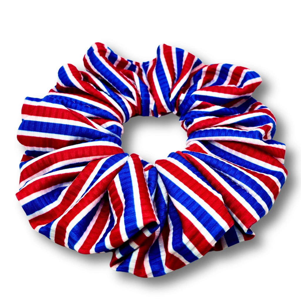 Striped 4th of July Ribbed Scrunchie