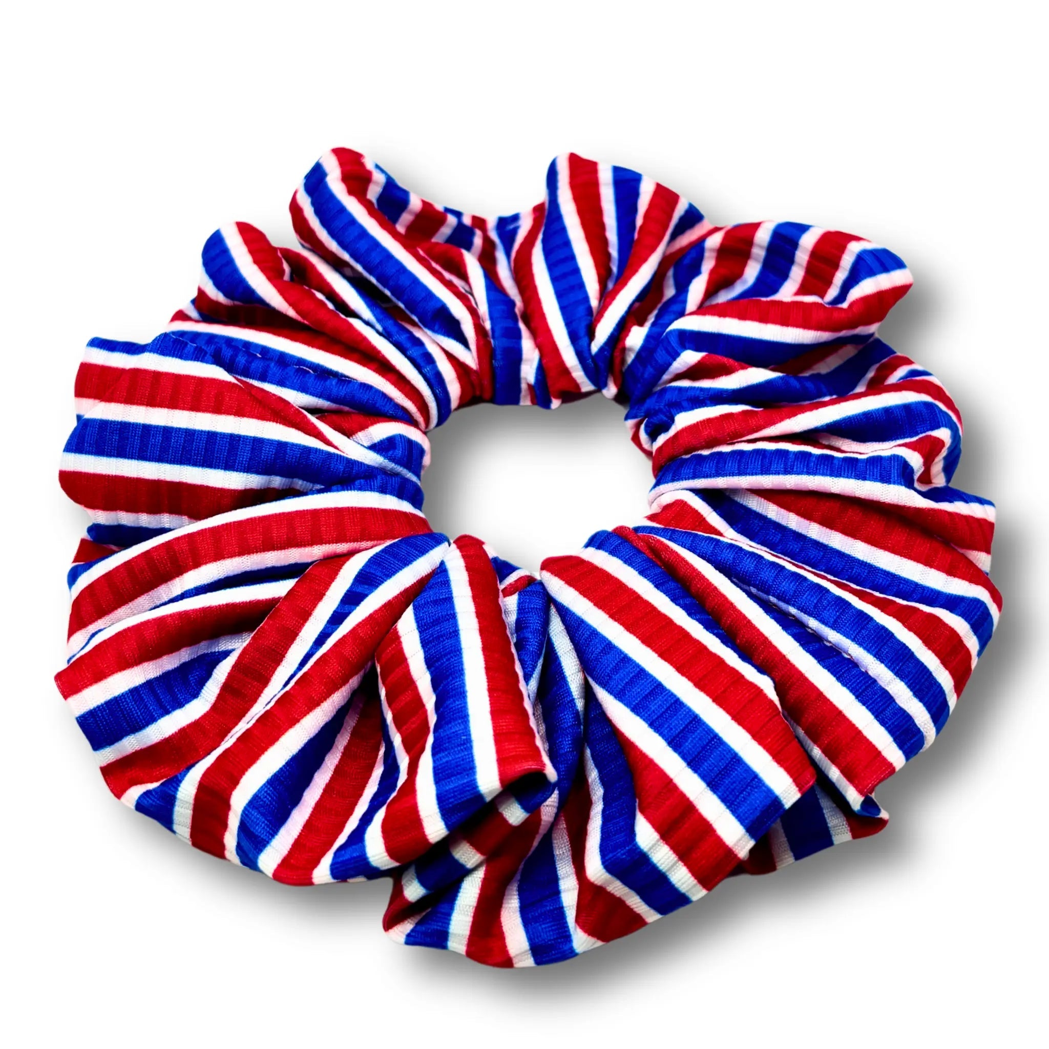 Striped 4th of July Ribbed Scrunchie