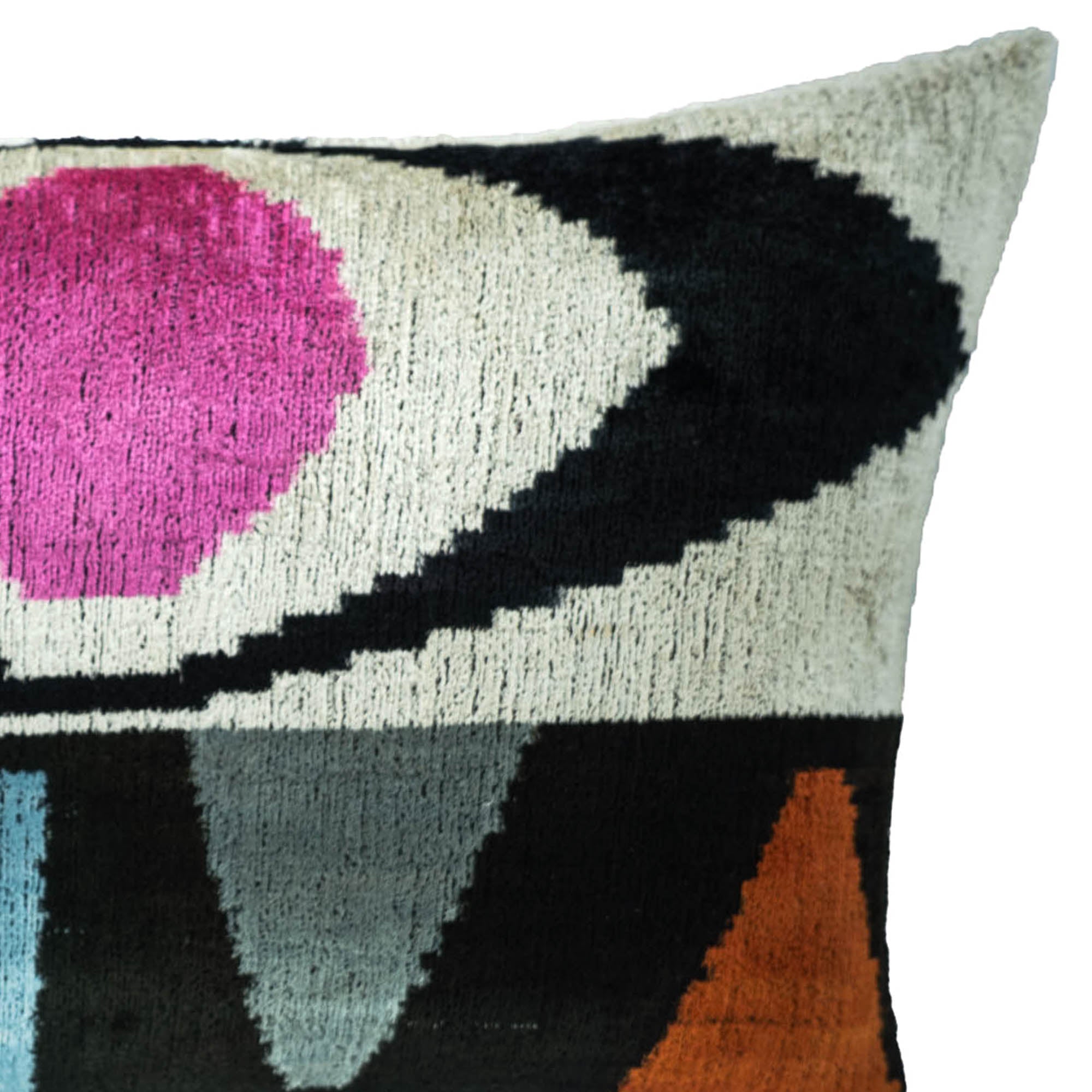 Eye of Ra Silk Velvet Ikat Throw Pillow Cover 16 X 24
