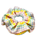 Pastel Gingham Flowers Spring Bullet Scrunchie