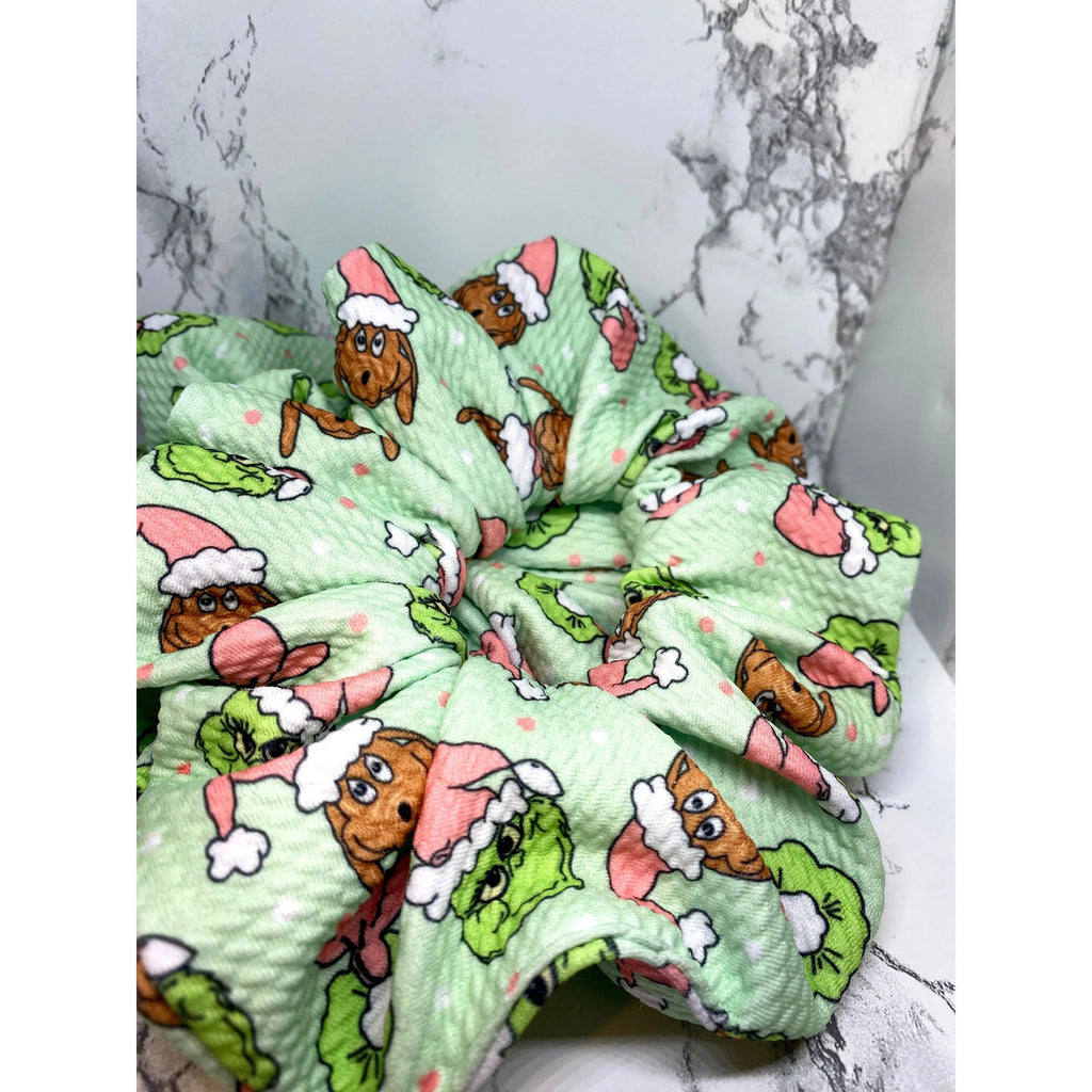 Green Grinch and Max Christmas Bullet Scrunchie