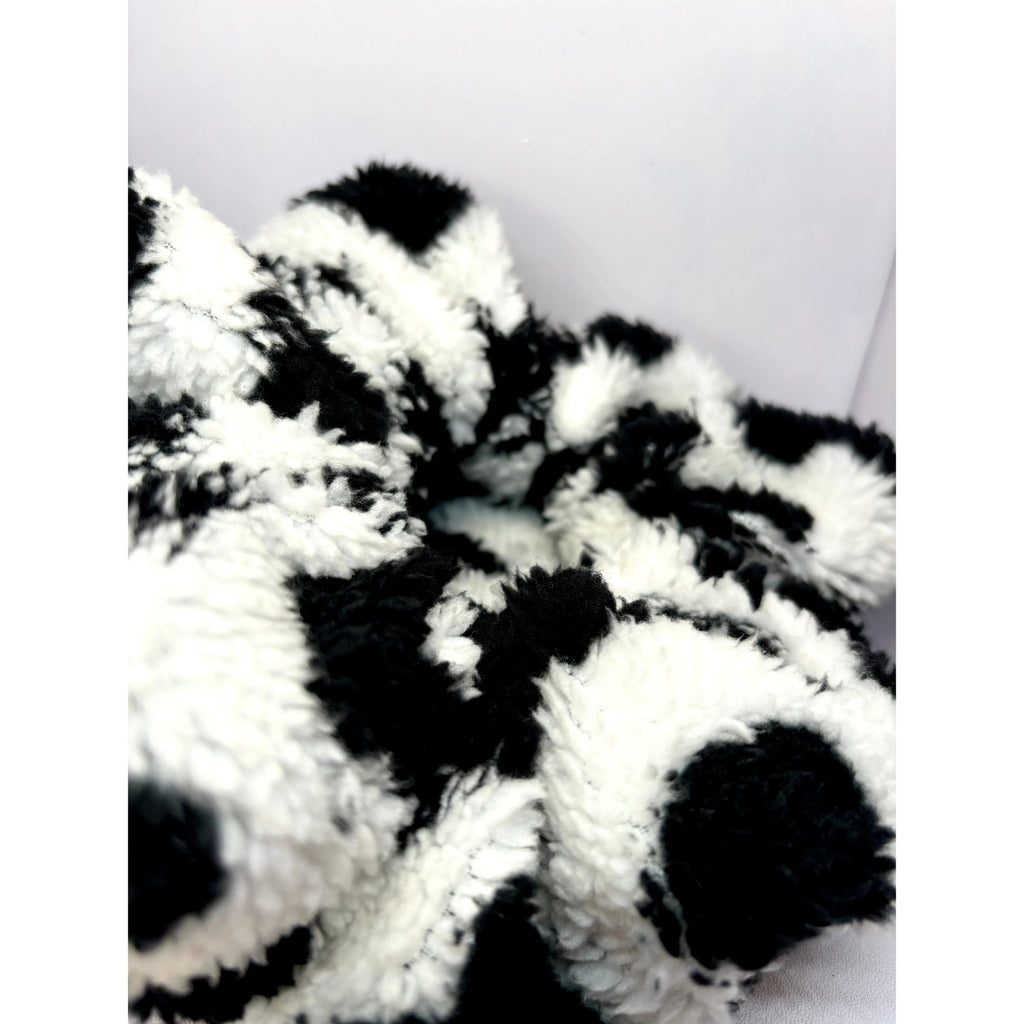 Fluffy Cow Print Scrunchie