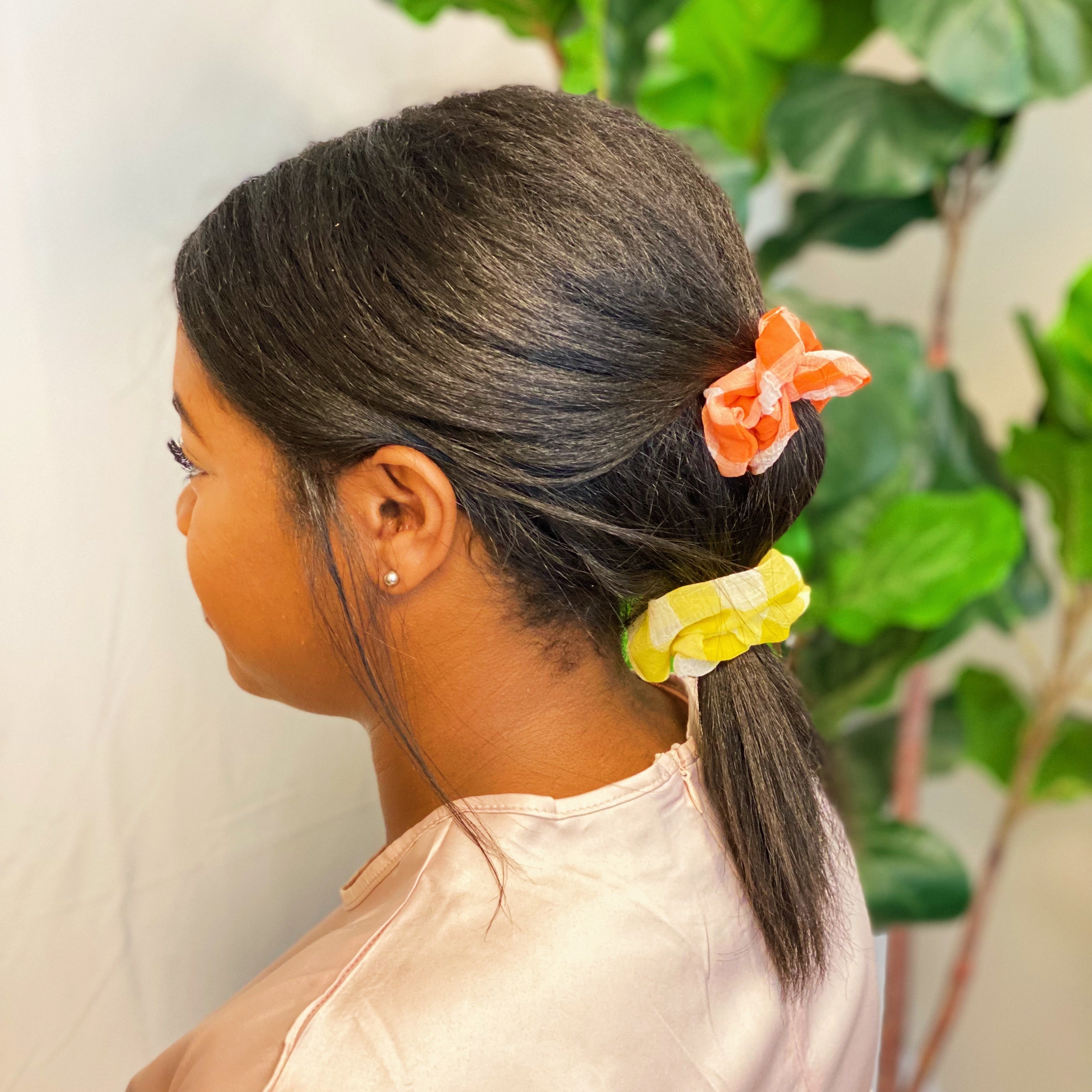 Fresh Gingham Hair Scrunchie Set Of 4