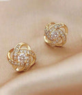 Dainty Gold or Silver and Crystal Twist Stud Earrings