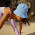 FLORETTE Crochet Bucket Hat In Periwinkle Blue