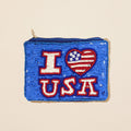 I LOVE USA Message Seed Beaded Mini Pouch Bag