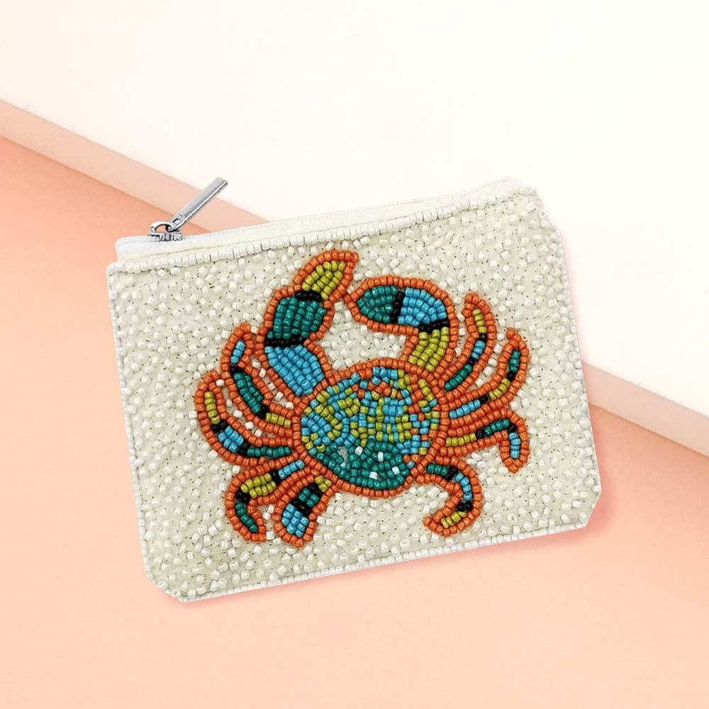 Crab seed Beaded Mini Pouch Bag