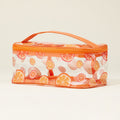Top Handle Orange Pattern Transparent Cosmetic Pouch Bag