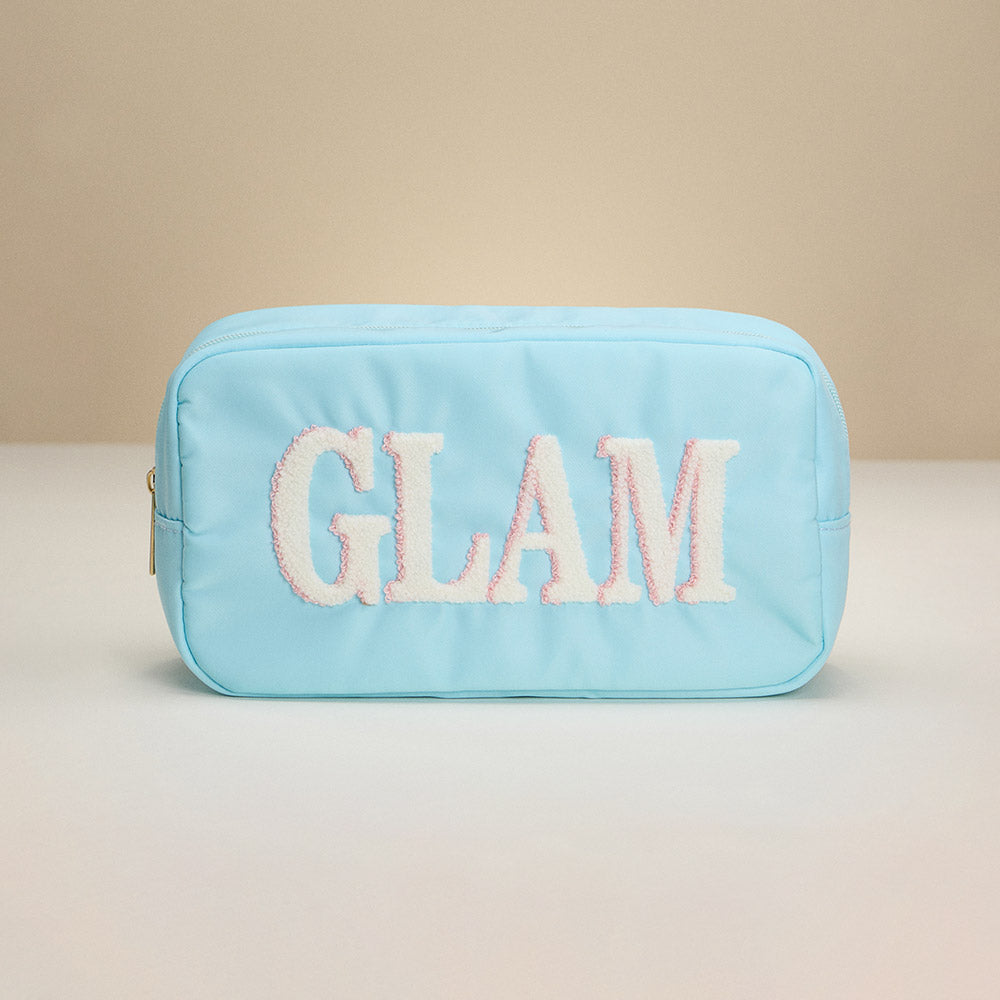 GLAM Message Patch Embroidered Pouch Bag / Organizer