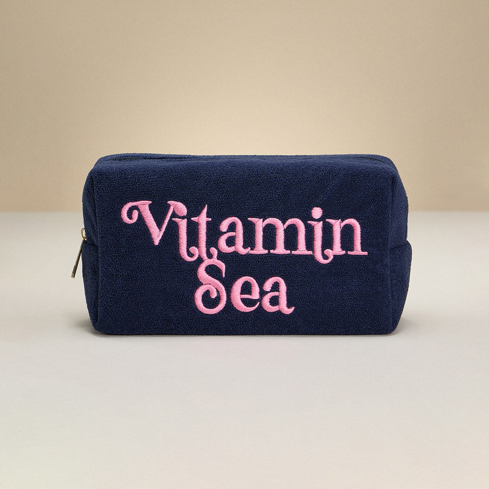 VITAMIN SEA Message Embroidered Cosmetic Pouch Bag / Organizer