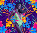 Glow Black Light Spotlight Lace Teddy