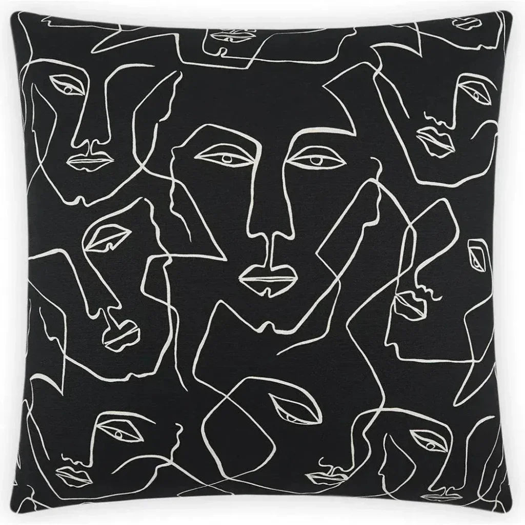 Face Up Black Throw Pillow With Insert