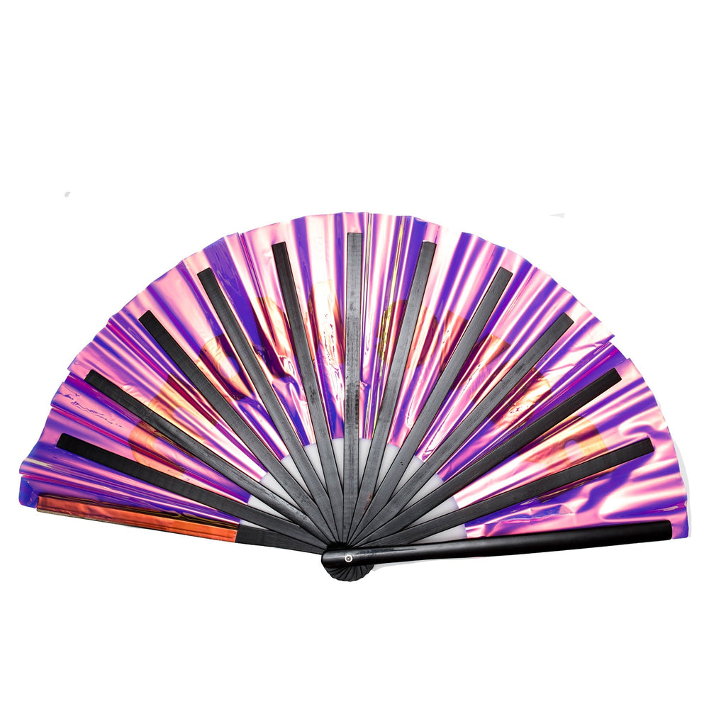 Holographic Pink Rave Mom XL Hand Fan