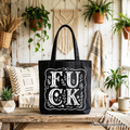 Sweary Wildflower Adult Humor Tote Bag, Western Boho Sassy Gift Shopper