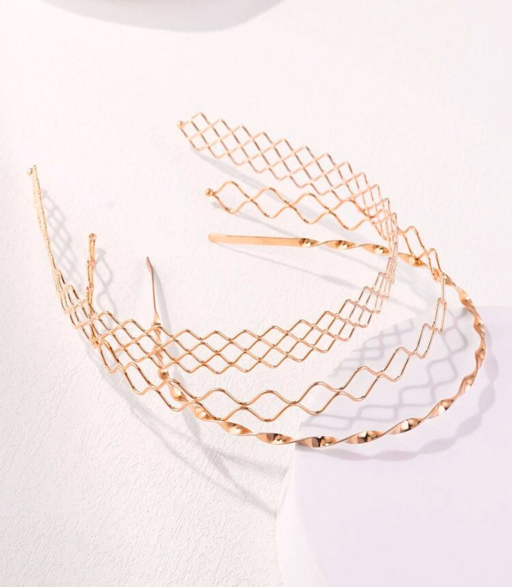 Beautiful Gold Headband Set - Set of 3