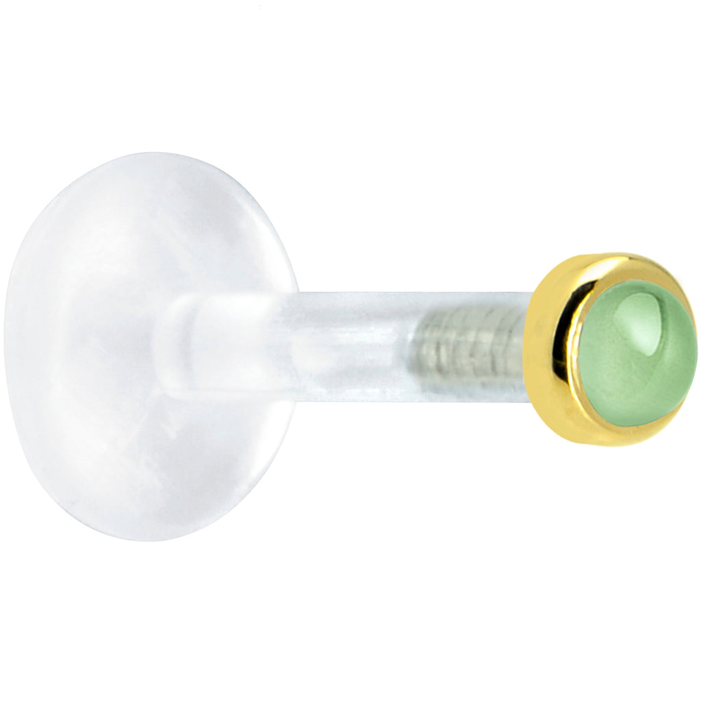 Solid 14K Yellow Gold 2mm Genuine Peridot Bioplast Push in Monroe