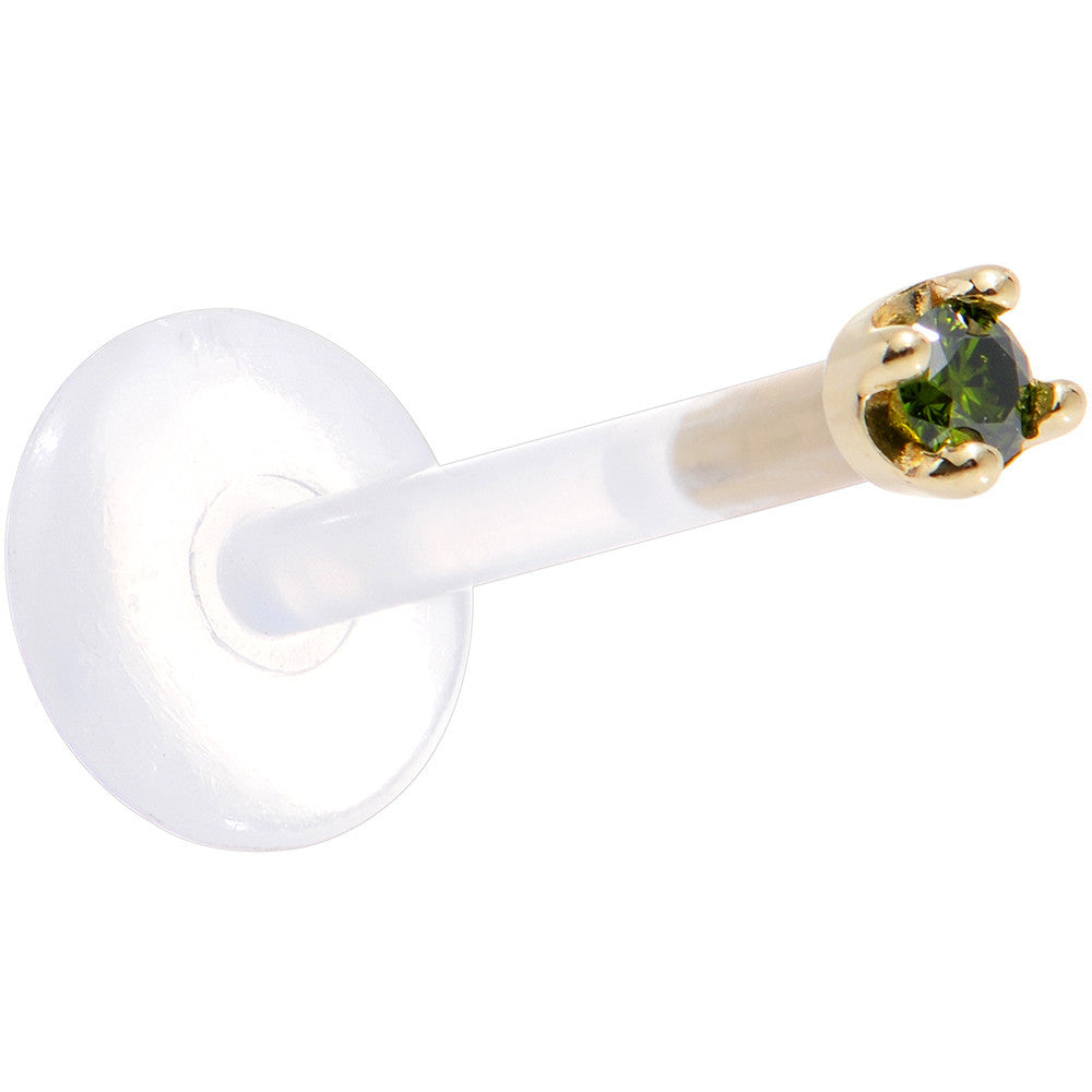 Solid 14K Yellow Gold 1.5mm Genuine Green Diamond Bioplast Push in Monroe