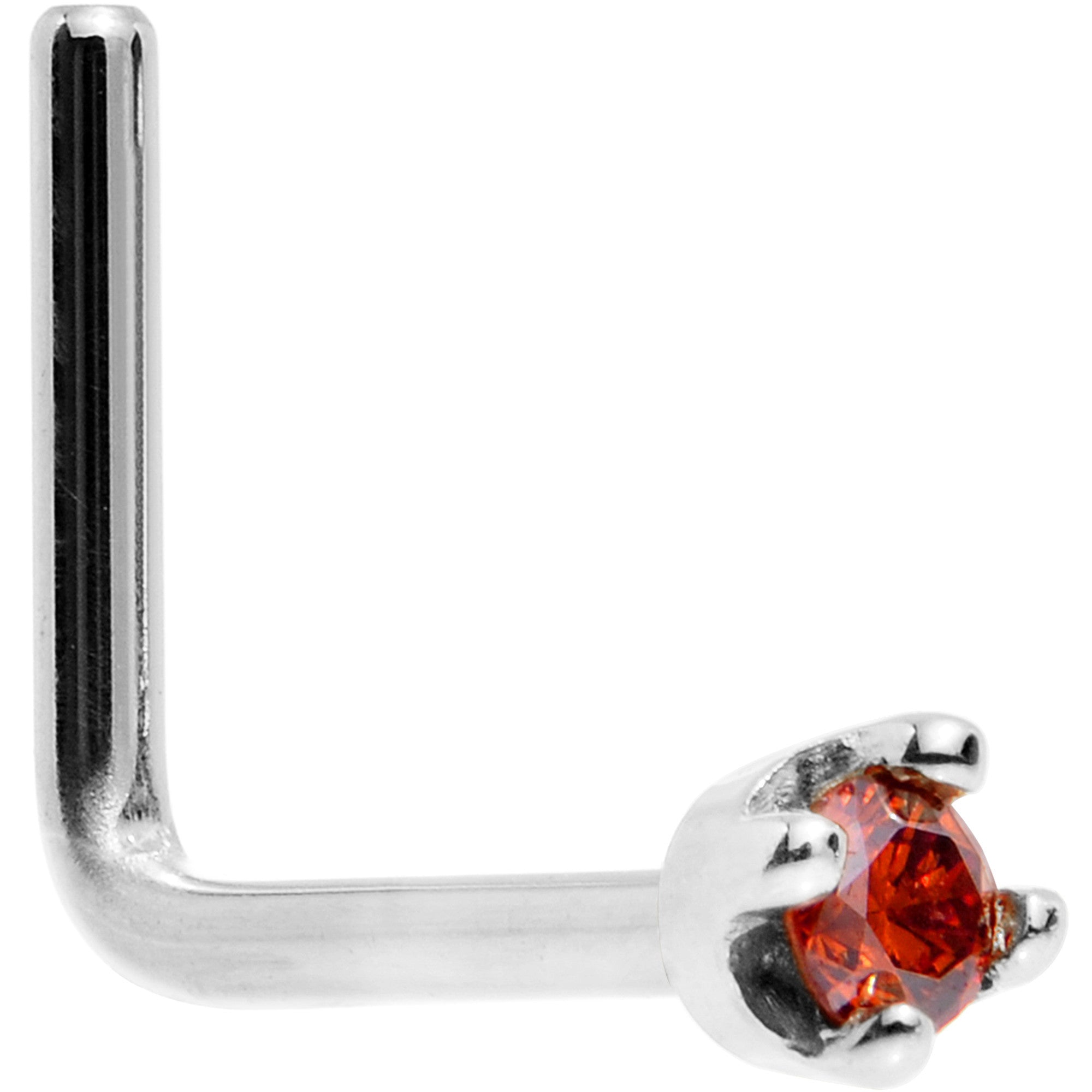 14k White Gold 2mm Lab Grown Red Diamond Nose Ring